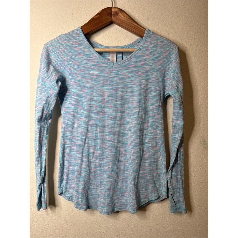 Ivivva Girl's Blue Mindful Moment Long Sleeve Athletic Thumbholes Size 12